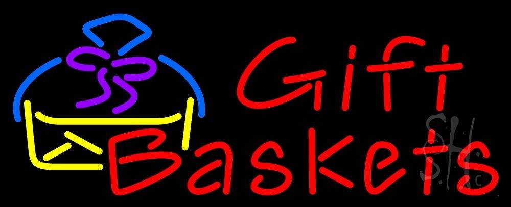 N105-6563-clear Gift Baskets with Logo Clear Backing Neon Sign - Red, Yellow, Blue & Purple - 13 in. Tall x 32 in. Wide