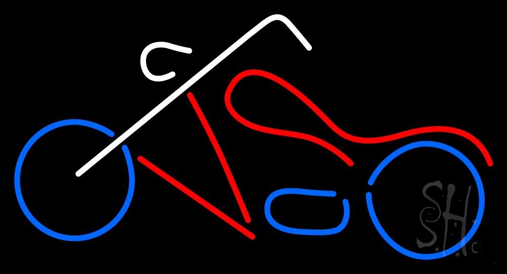 N105-6598-clear Motorcycle Logo Clear Backing Neon Sign - Red, Blue & White - 20 in. Tall x 37 in. Wide