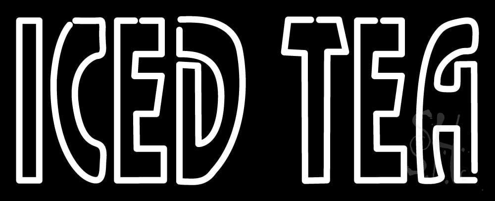 N105-1092-clear Double Stroke Iced Tea Clear Backing Neon Sign - White - 13 in. Tall x 32 in. Wide
