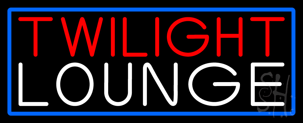 Twilight Lounge with Blue Border Clear Backing Neon Sign - Red, White & Blue - 13 in. Tall x 32 in. Wide