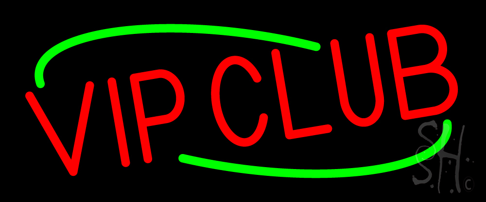 N105-16271-clear Vip Club Clear Backing Neon Sign - Red & Green - 10 in. Tall x 24 in. Wide