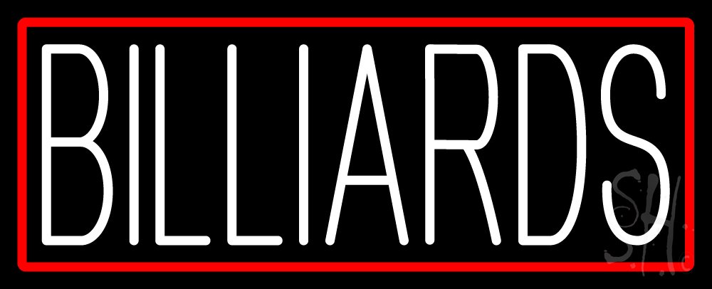N105-16318-clear White Billiards with Red Border Clear Backing Neon Sign - Red & White - 13 in. Tall x 32 in. Wide