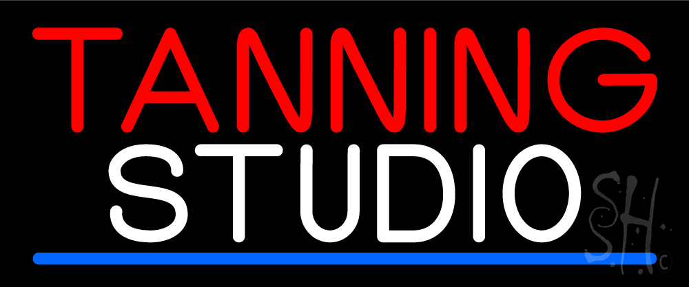N105-16174-clear Tanning Studio Clear Backing Neon Sign - Red, White & Blue - 10 in. Tall x 24 in. Wide