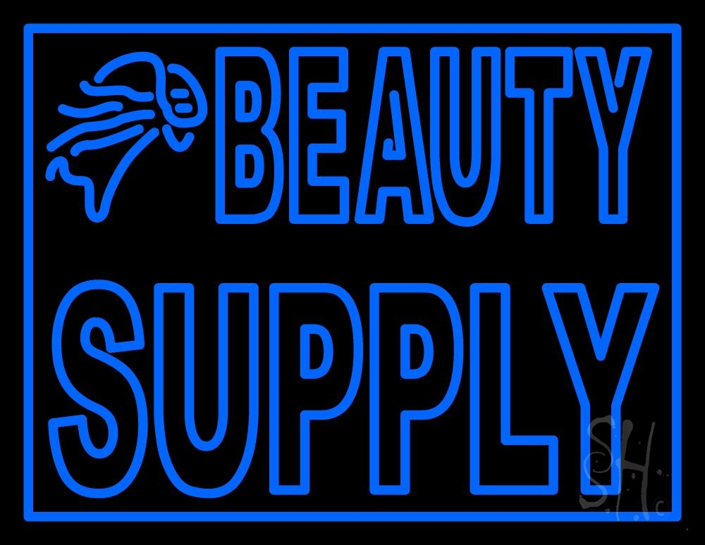 N105-1619-clear Double Stroke Blue Beauty Supply Clear Backing Neon Sign - Blue - 24 in. Tall x 31 in. Wide