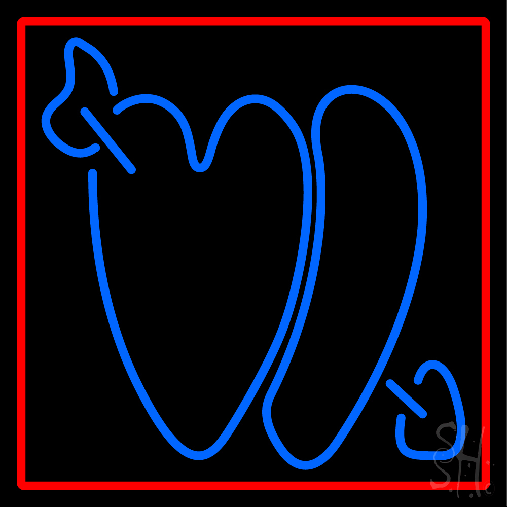 N105-16270-clear Valentines with Red Border Clear Backing Neon Sign - Red & Blue - 24 in. Tall x 24 in. Wide