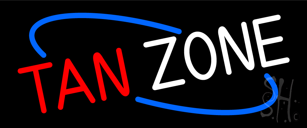 Tan Zone Clear Backing Neon Sign - Blue, Red & White - 10 in. Tall x 24 in. Wide