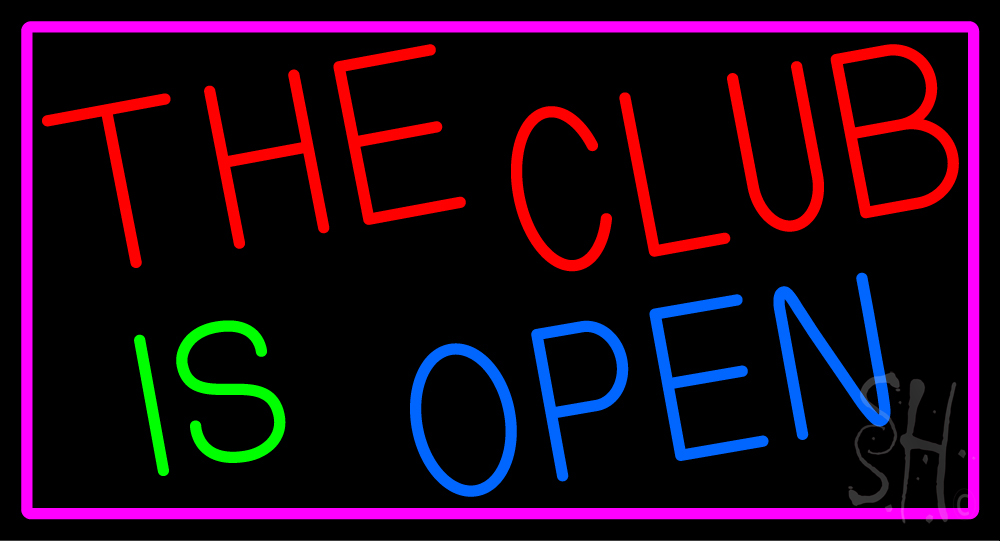 N105-16194-clear The Club Is Open Clear Backing Neon Sign - Red, Blue, Green & Pink - 20 in. Tall x 37 in. Wide