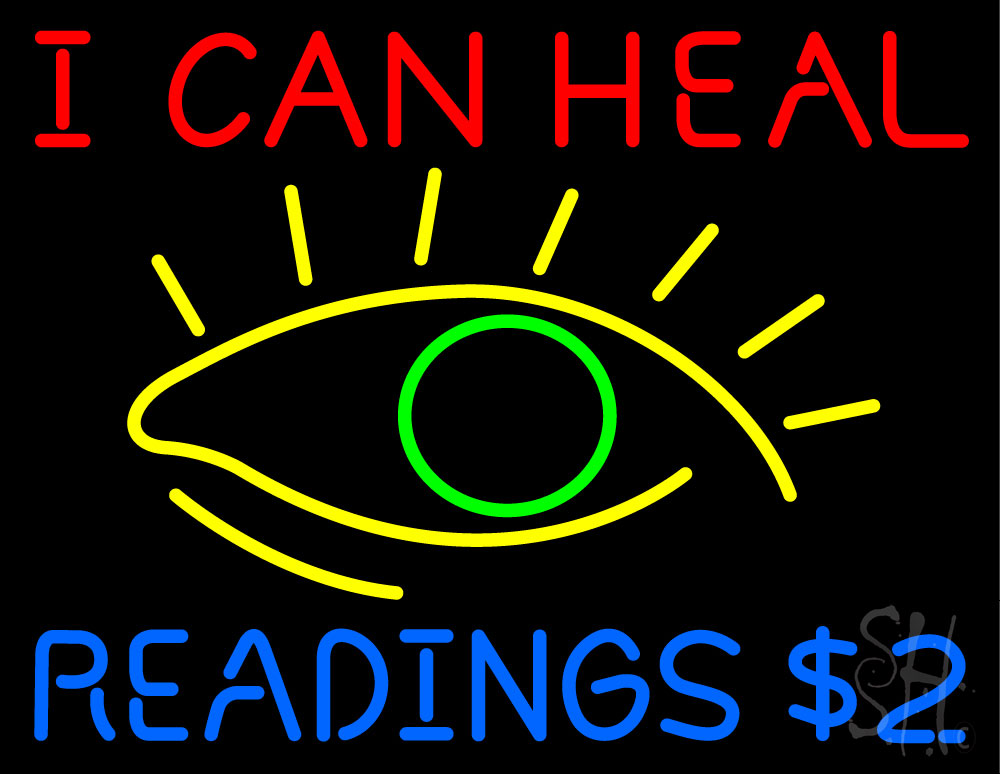 N105-20190-clear I Can Heal Readings with Eye Clear Backing Neon Sign - Multi Color - 24 in. Tall x 31 in. Wide