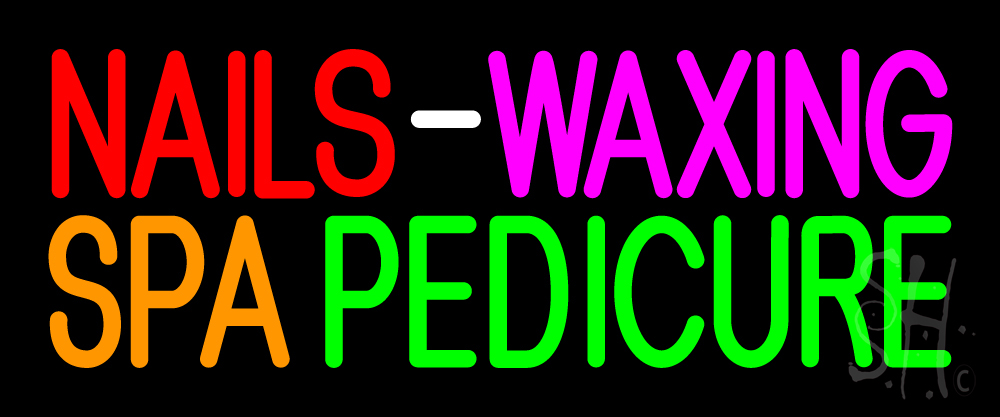 N105-13658-clear Nails Waxing Spa Pedicure Clear Backing Neon Sign - Multi Color - 10 in. Tall x 24 in. Wide
