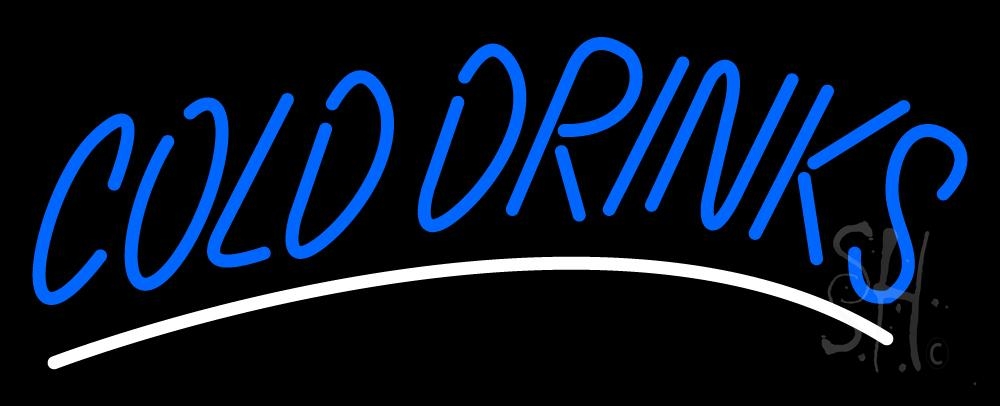 N105-1377-clear Blue Cold Drinks Clear Backing Neon Sign - White & Blue - 13 in. Tall x 32 in. Wide