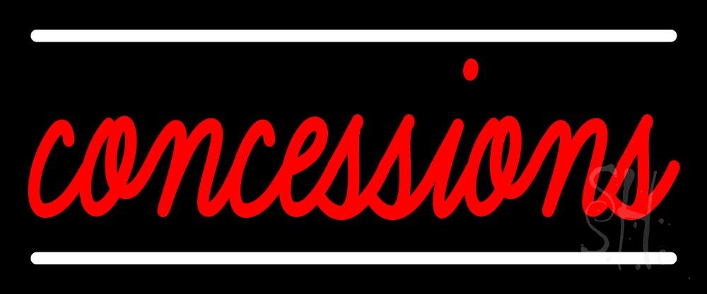 N105-8091-clear Red Cursive Concessions Clear Backing Neon Sign - Red & White - 10 in. Tall x 24 in. Wide