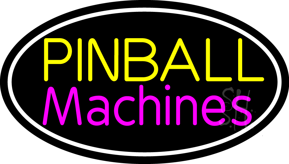 N105-14317-clear Double Strock Pinball Machines 1 Clear Backing Neon Sign - White, Yellow & Pink - 17 in. Tall x 30 in. Wide -  The Sign Store