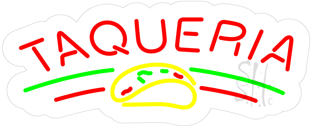N105-19047-clear Taqueria Contoured Clear Backing Clear Backing Neon Sign - Multi Color - 13 in. Tall x 32 in. Wide