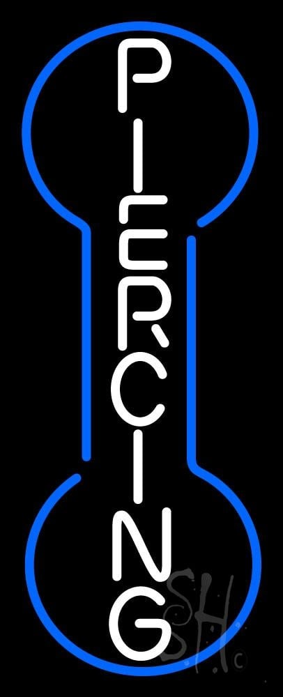 N105-1928-clear Vertical Piercing Clear Backing Neon Sign - Blue & White - 13 in. Tall x 32 in. Wide