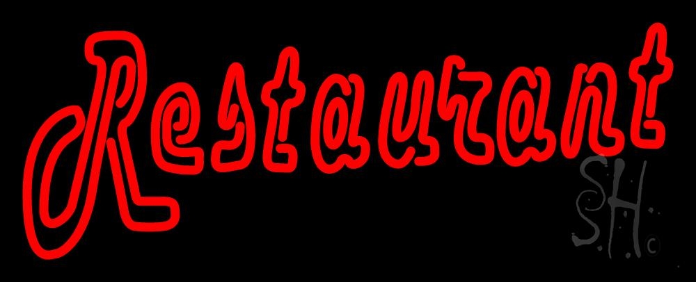 N105-1971-clear Red Double Stroke Restaurant Clear Backing Neon Sign - 13 in. Tall x 32 in. Wide