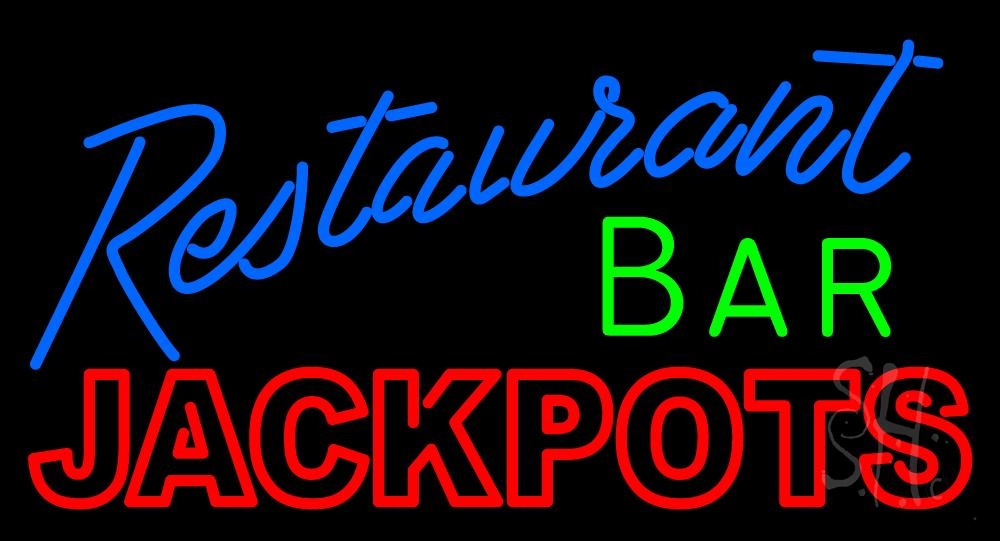 N105-1973-clear Restaurant Bar Jackpots Clear Backing Neon Sign - Blue, Green & Red - 20 in. Tall x 37 in. Wide