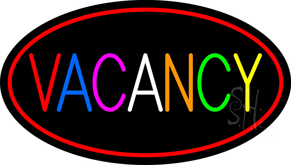 Multi Colored Vacancy with Red Border Clear Backing Neon Sign - Multi Color - 17 in. Tall x 30 in. Wide