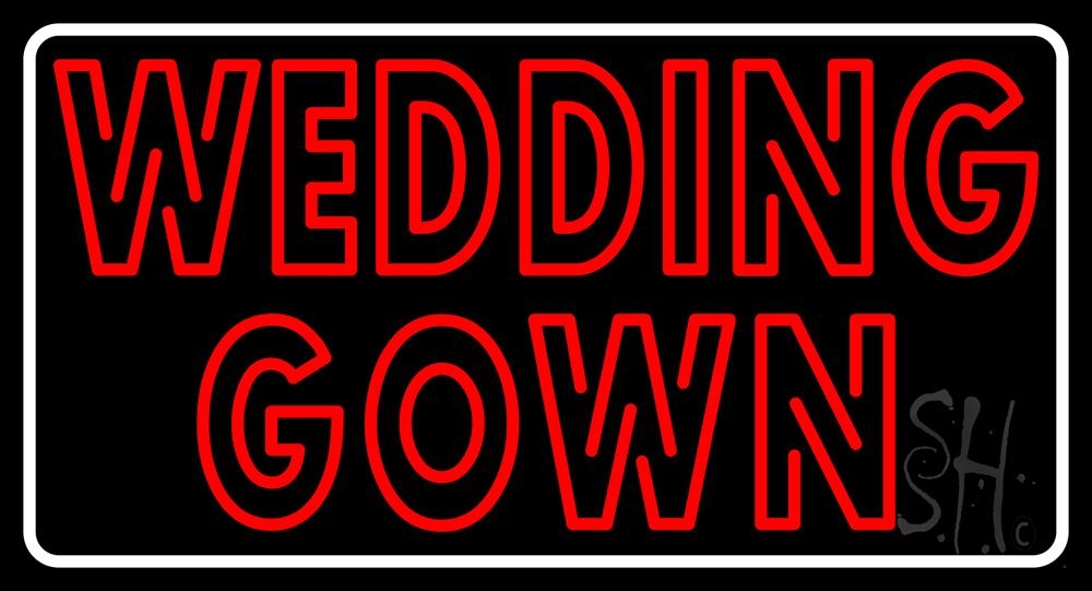 N105-5277-clear Double Stroke Wedding Gown Clear Backing Neon Sign - Red & White - 20 in. Tall x 37 in. Wide