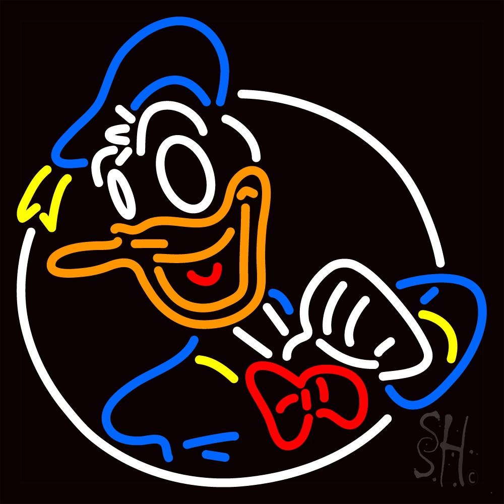 N105-12670-clear Donald Duck Circle Clear Backing Neon Sign - Multi Color - 24 in. Tall x 24 in. Wide