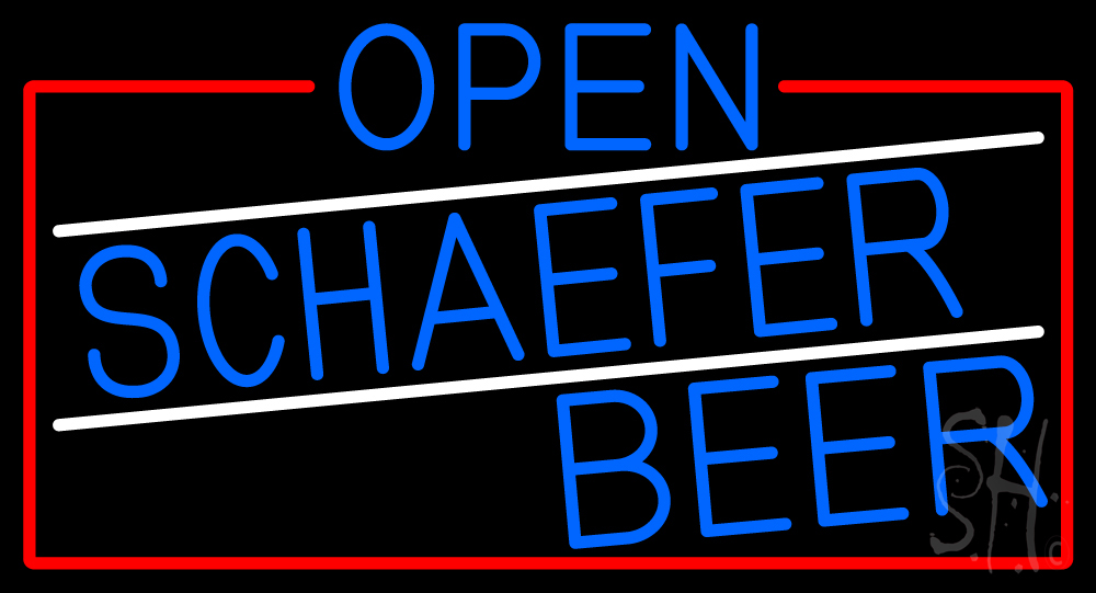 Blue Open Schaefer Beer with Red Border Clear Backing Neon Sign - Blue, Red & White - 20 in. Tall x 37 in. Wide