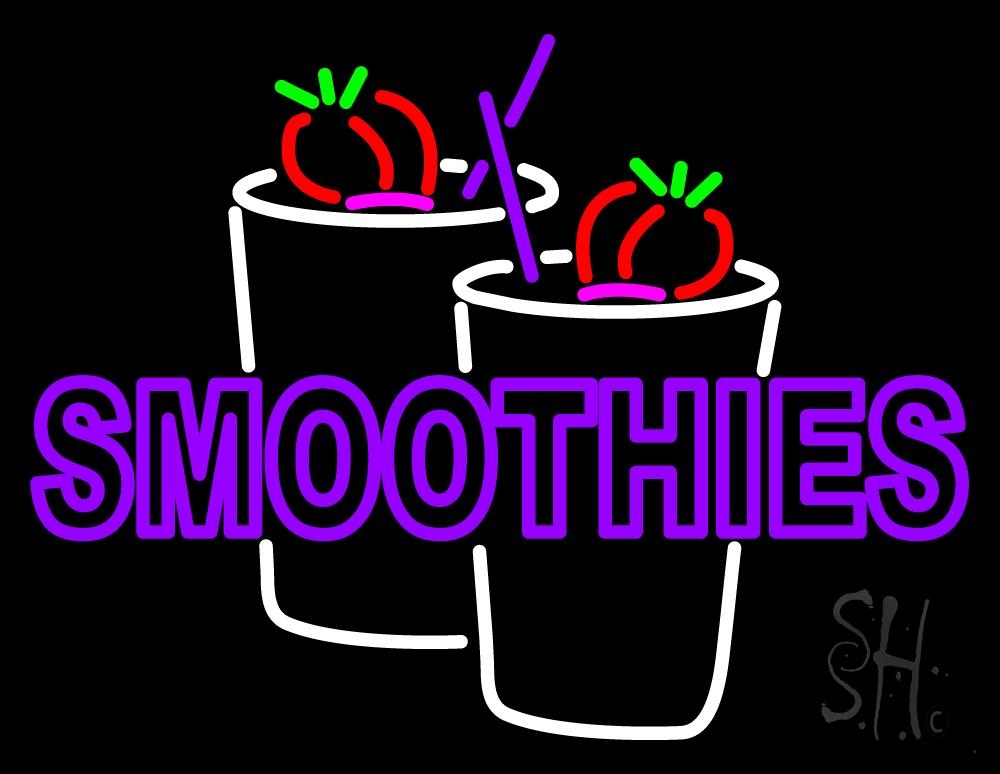 N105-1286-clear Purple Double Stroke Smoothies Clear Backing Neon Sign - Multi Color - 24 in. Tall x 31 in. Wide
