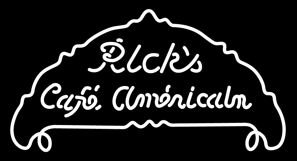 N105-17232-clear Ricks Cafe Americain Clear Backing Neon Sign - White - 20 in. Tall x 37 in. Wide