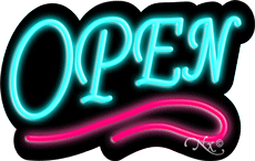 N100-06343-clear Deco Style Aqua Open with Pink Line Clear Backing Neon Sign - Turquoise & Pink - 14 in. Tall x 22 in. Wide