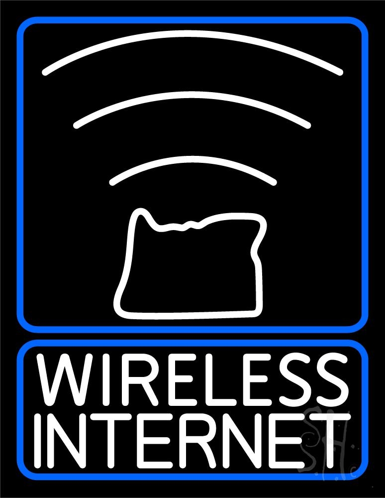 N105-5582-clear Wireless Internet Clear Backing Neon Sign - Blue & White - 31 in. Tall x 24 in. Wide