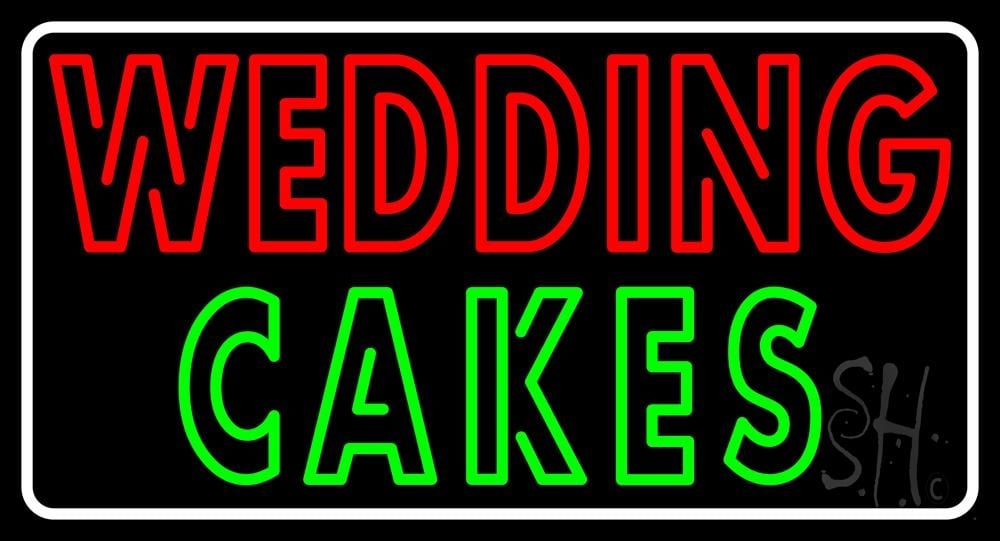 Wedding Cakes Double Stroke Clear Backing Neon Sign - Red, Green & White - 20 in. Tall x 37 in. Wide