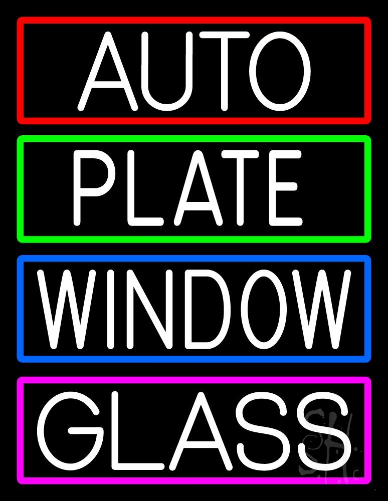 N105-6209-clear Auto Plate Window Glass with Border Clear Backing Neon Sign - Multi Color - 31 in. Tall x 24 in. Wide