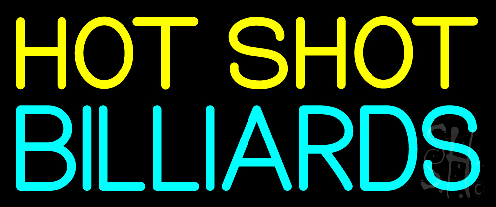 N105-14433-clear Hot Shot Billiards 3 Clear Backing Neon Sign - Yellow & Turquoise - 10 in. Tall x 24 in. Wide