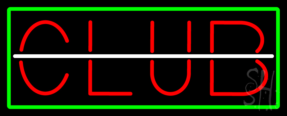 N105-15961-clear Red Club Clear Backing Neon Sign - Red, White & Green - 13 in. Tall x 32 in. Wide