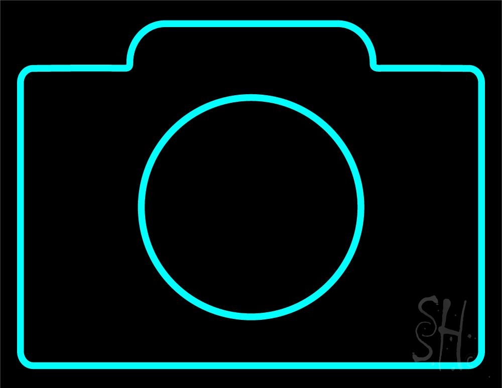 N105-5186-clear Camera Turquoise Colored Clear Backing Neon Sign - Turquoise - 24 in. Tall x 31 in. Wide