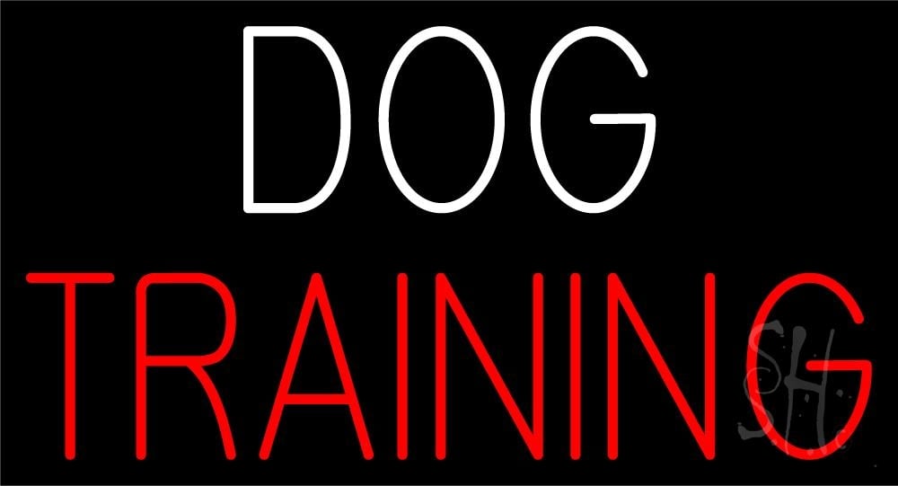 N105-5262-clear Dog Training Block 1 Clear Backing Neon Sign - Red & White - 20 in. Tall x 37 in. Wide