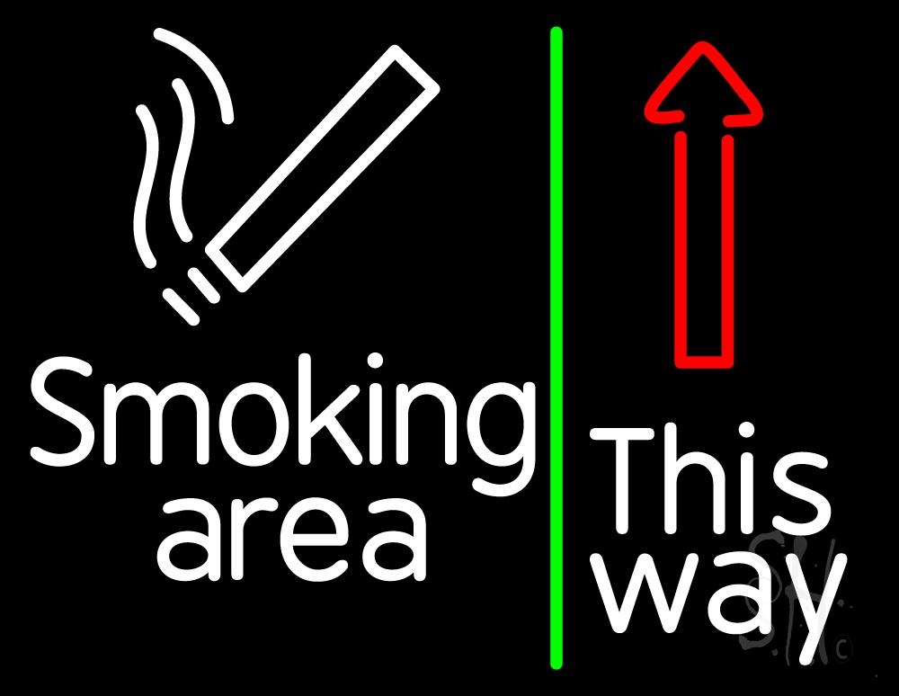 N105-2833-clear Smoking Area This Way Clear Backing Neon Sign - Red, Green & White - 24 in. Tall x 31 in. Wide