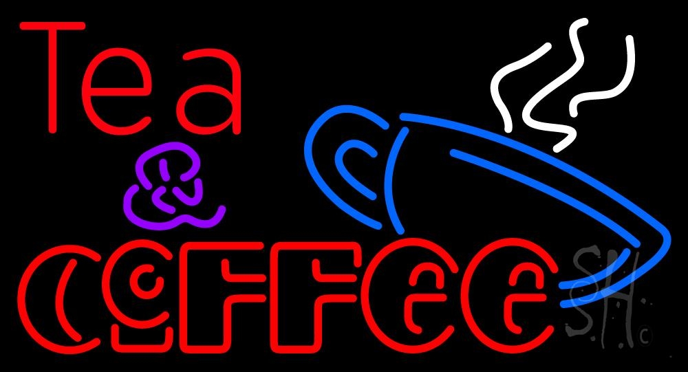 N105-2892-clear Double Stroke Tea & Coffee Clear Backing Neon Sign - Multi Color - 20 in. Tall x 37 in. Wide