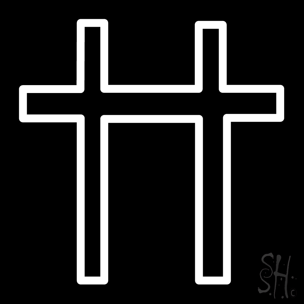 Double Cross Clear Backing Neon Sign - White - 16 in. Tall x 16 in. Wide