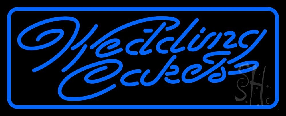 N105-5133-clear Blue Wedding Cakes Cursive Clear Backing Neon Sign - 13 in. Tall x 32 in. Wide
