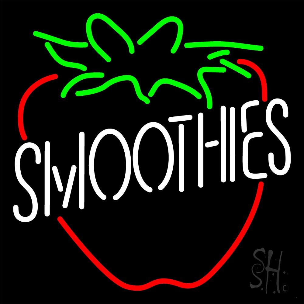 N105-1299-clear Smoothies Logo Clear Backing Neon Sign - Green, Red & White - 24 in. Tall x 24 in. Wide