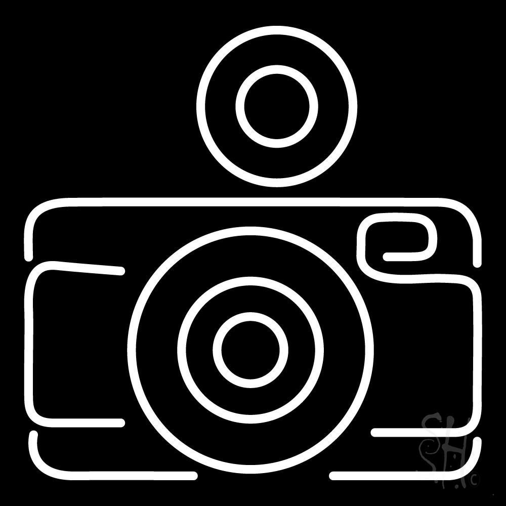 Camera In White Clear Backing Neon Sign - White - 24 in. Tall x 24 in. Wide
