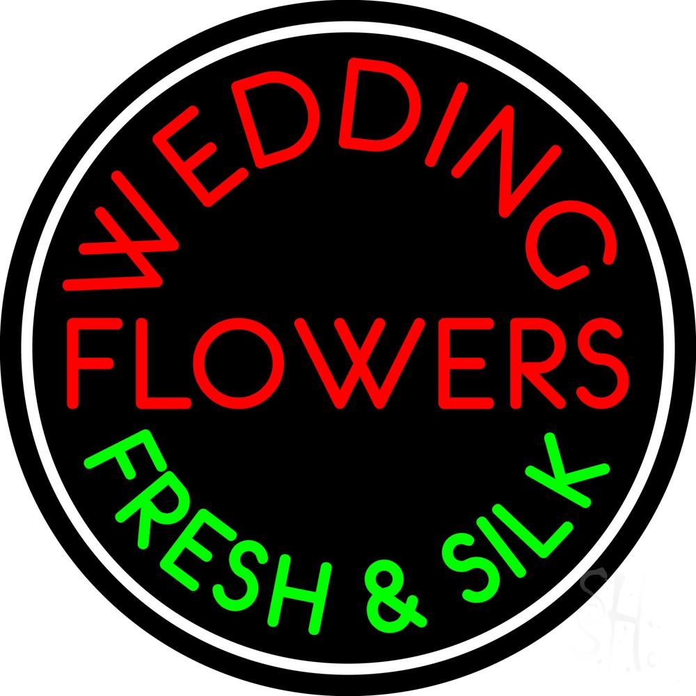 N105-5195-clear Circle Wedding Flowers Clear Backing Neon Sign - Red, Green & White - 26 in. Tall x 26 in. Wide