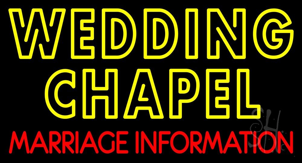 N105-5276-clear Double Stroke Wedding Chapel Marriage Information Clear Backing Neon Sign - Yellow & Red - 20 in. Tall x 37 in. Wide