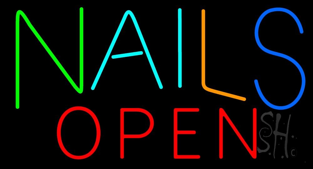 N105-1767-clear Multi Colored Nails Red Open Clear Backing Neon Sign - Multi Color - 20 in. Tall x 37 in. Wide