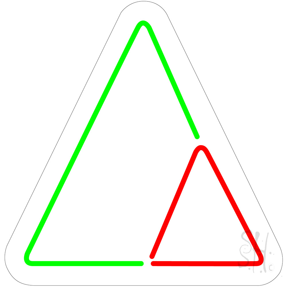 N105-18120-clear Triangles Contoured Clear Backing Clear Backing Neon Sign - Green & Red - 24 in. Tall x 24 in. Wide
