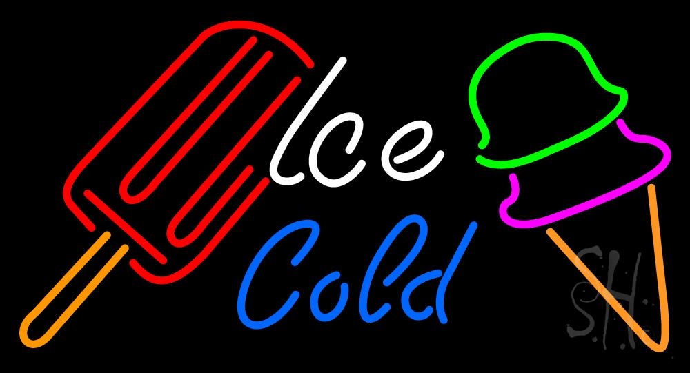 N105-1423-clear Ice Cold with Logo Cold Drink Clear Backing Neon Sign - Multi Color - 20 in. Tall x 37 in. Wide