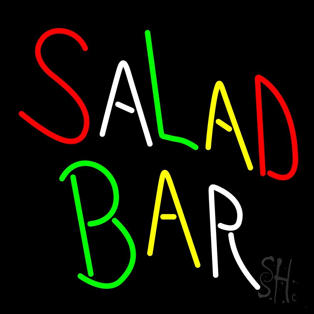 N105-1427-clear Multi Colored Salad Bar Clear Backing Neon Sign - Red, White, Green & Yellow - 24 in. Tall x 24 in. Wide