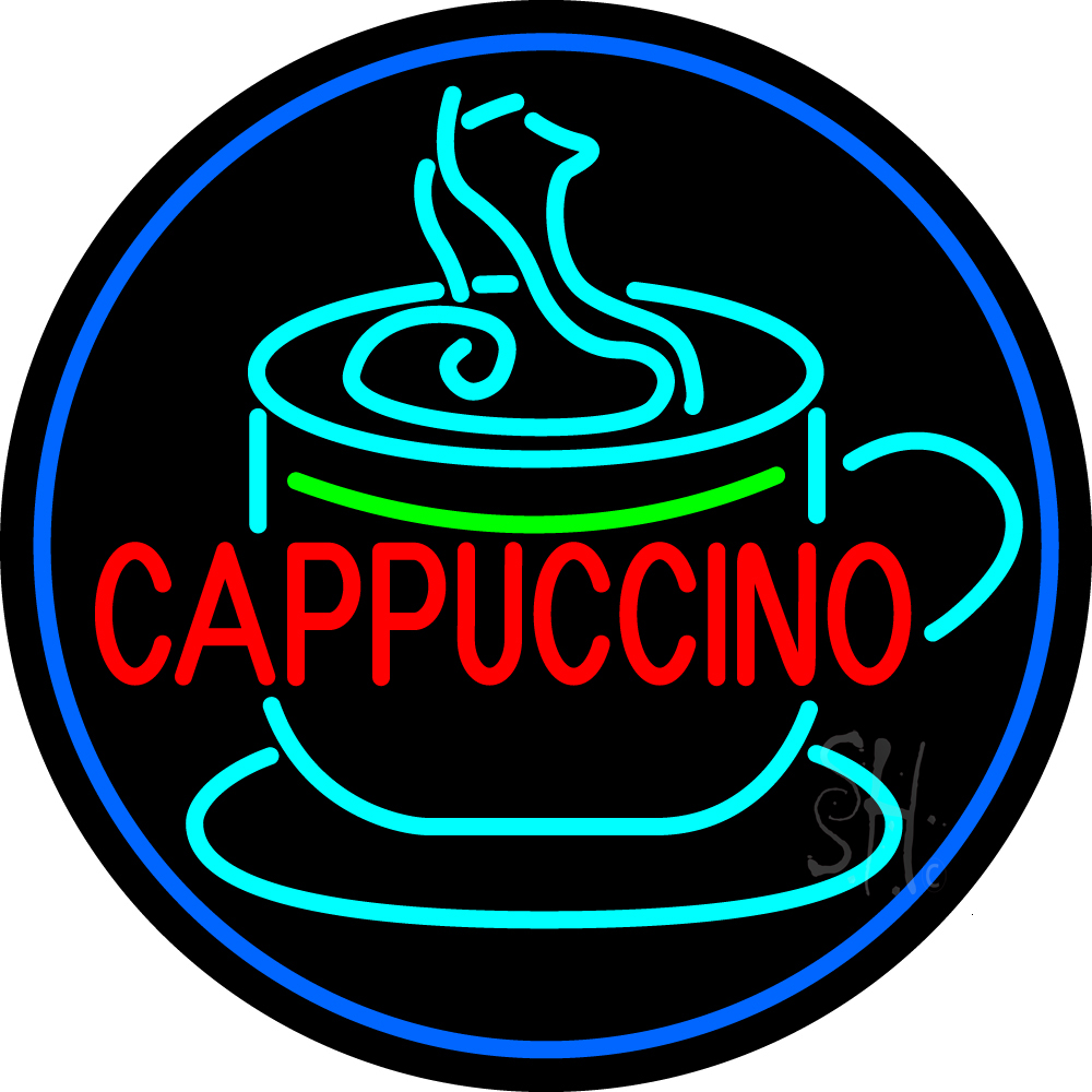 N105-15100-clear Cappuccino Inside Cup Clear Backing Neon Sign - Blue, Turquoise, Green & Red - 26 in. Tall x 26 in. Wide