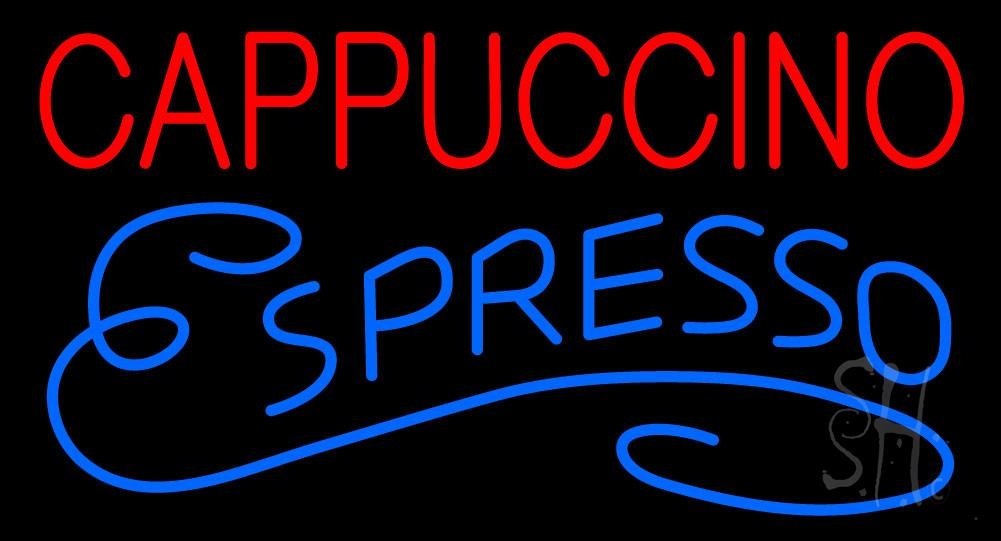 N105-1513-clear Red Cappuccino Blue Espresso Clear Backing Neon Sign - Red & Blue - 20 in. Tall x 37 in. Wide