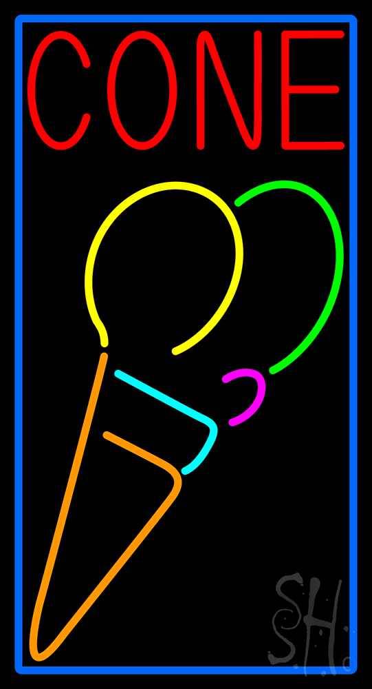 N105-15239-clear Cone Multicolored Ice Cream Clear Backing Neon Sign - Multi Color - 37 in. Tall x 20 in. Wide