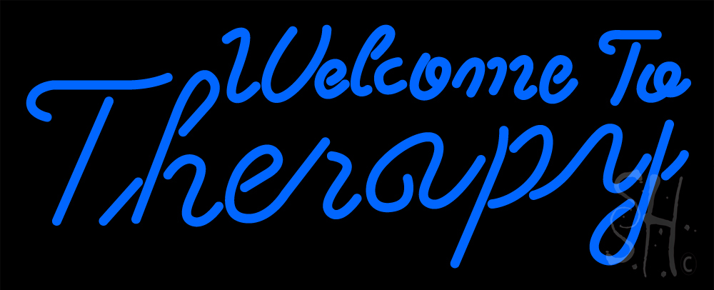 N105-17532-clear Welcome To Therapy Clear Backing Neon Sign - Blue - 13 in. Tall x 32 in. Wide